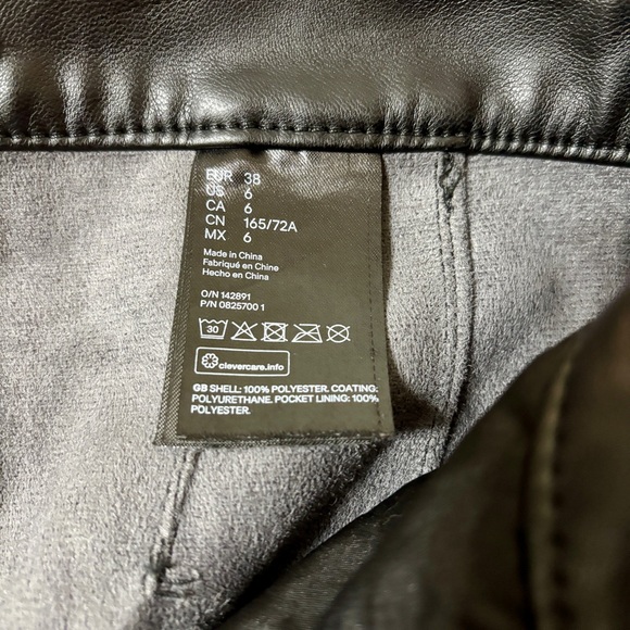 H&M Sleek Black PU Leather Straight Leg Pants - Picture 7 of 8